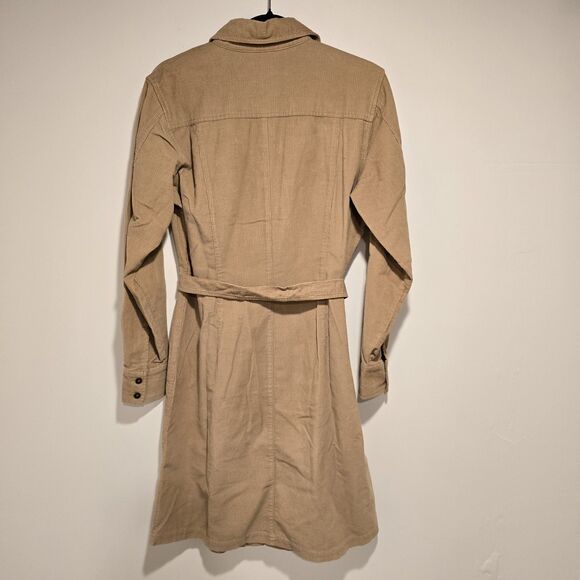 Vintage 90s Y2K Eddie Bauer Corduroy Dress Button Down Long Sleeve Tan Medium Wo - Picture 6 of 10